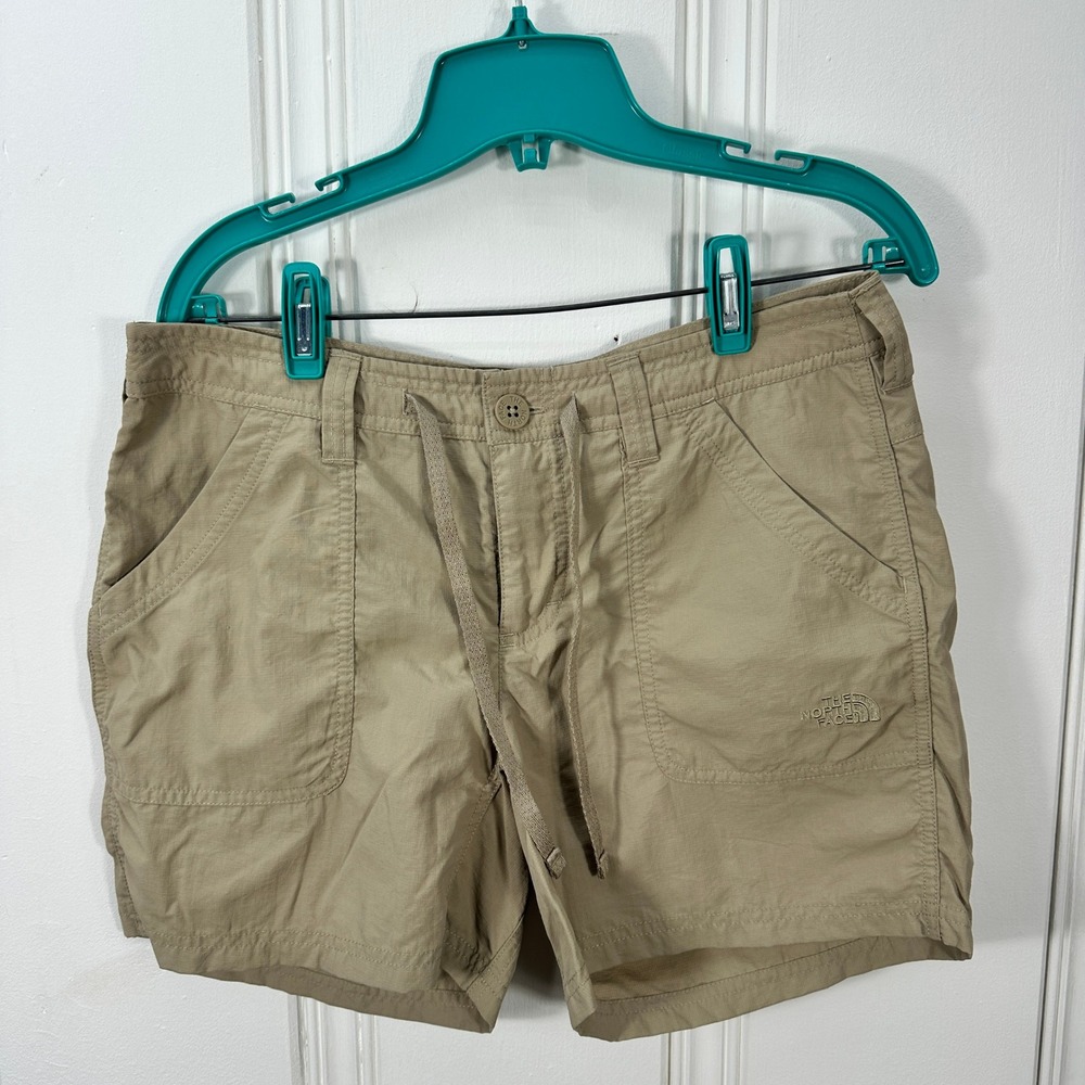The North Face Hiking Shorts Womens 6 Tan Excellent Nylon Ripstop Drawstring